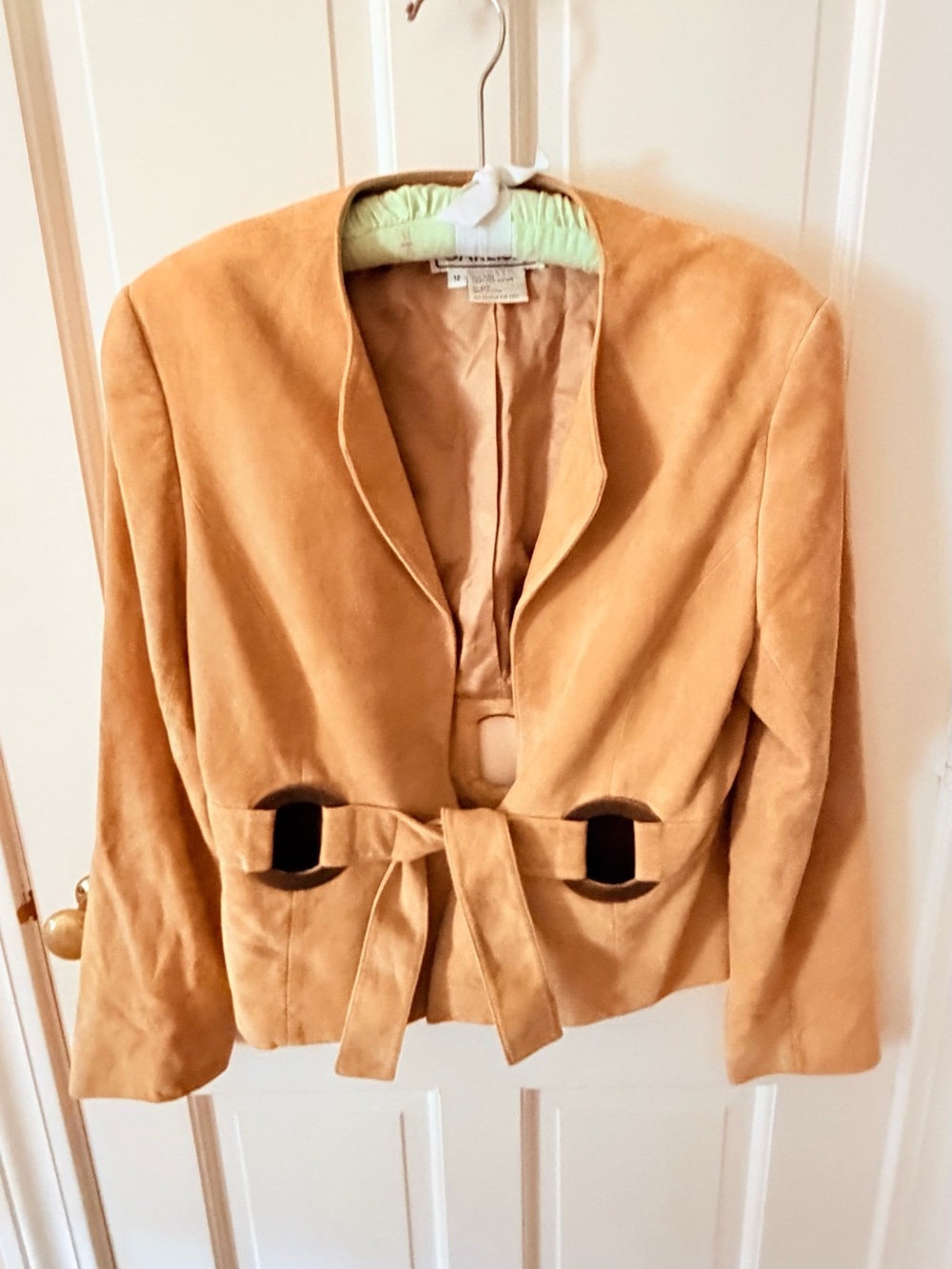Carlisle Tan Suede Tie-Waist Jacket in Camel